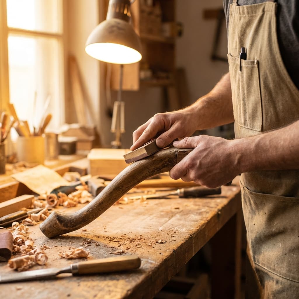 Mueble restaurado de madera en taller